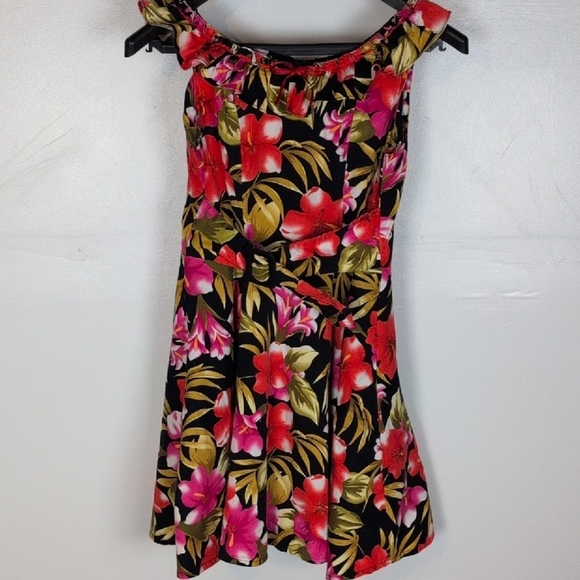 Voodoo Vixen Tropical Floral Print Fit and Flare Dress - Picture 1 of 10